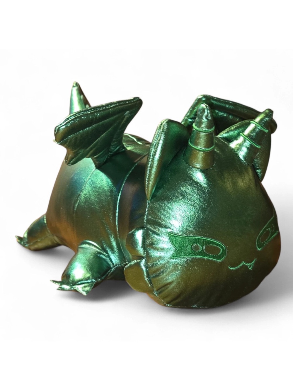 Large 11" Aphmau MeeMeows Gemstone Emerald Dragon Cat Plush Metallic Green